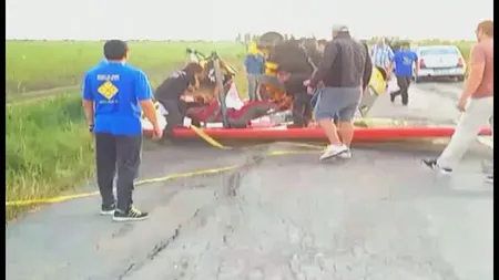 Un motodeltaplan s-a PRĂBUŞIT la un miting aviatic la Brăila. Pilotul, GRAV RĂNIT  VIDEO