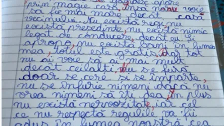 Compunere scrisă de o fetiţă de 8 ani din România, virală pe internet