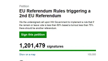 BREXIT: Petiţia care reclamă un nou referendum a depăşit TREI MILIOANE DE SEMNĂTURI. UPDATE
