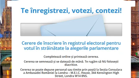 Aplicaţie privind înscrierea în Registrul electoral, lansată de Ambasada României la Londra