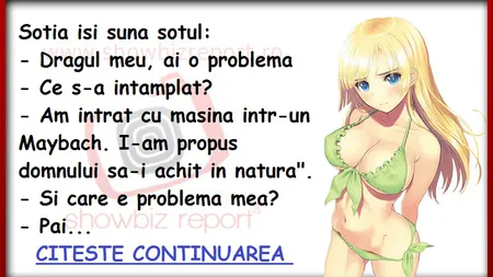 BANCUL ZILEI. Blonda sexy face accident cu maşina