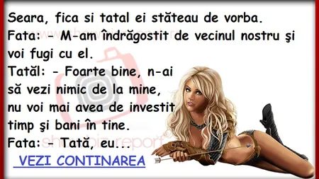 Bancul zilei: Blonda îşi găseşte amant şi fuge de acasă