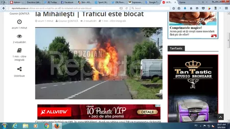 Un nou accident la Mihăileşti. Un tir a luat foc pe şosea, traficul pe DN2 a fost blocat pe ambele sensuri