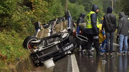 Accidente SPECTACULOASE la un raliu desfăşurat la Câmpulung Muscel FOTO