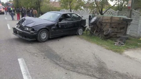Accident cu trei victime, în Olt. O persoană, în COMĂ, după ce un şofer a pierdut controlul volanului FOTO