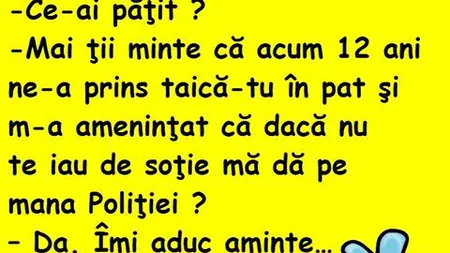 BANCUL ZILEI: Soţul şi soţia în bucătărie. El plânge...