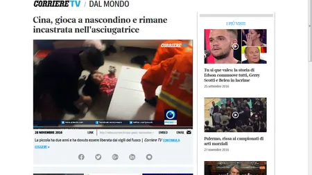 O fetiţă a rămas blocată în maşina de spălat FOTO şi VIDEO