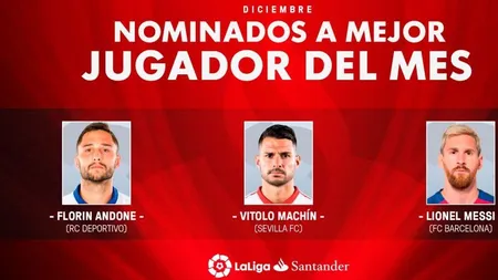Florin Andone, jucătorul lunii decembrie în prima ligă din Spania