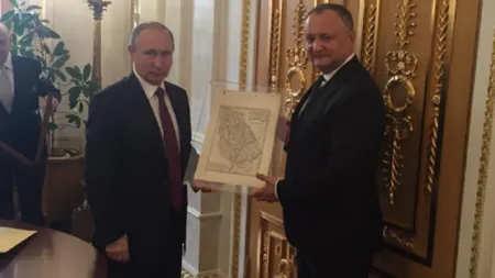 Dodon se laudă cu harta Moldovei Istorice pe care i-a dat-o Putin: Jumătate din teritoriul României este al Moldovei VIDEO