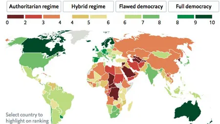 The Economist: România, ultimul loc din UE în topul democraţiei. În plan global suntem la egalitate cu Mongolia