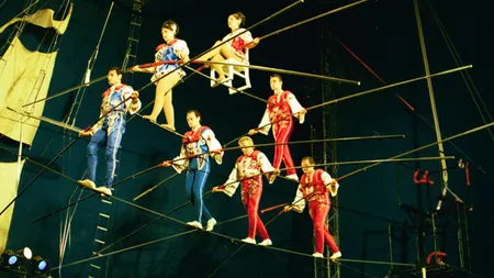 Spaimă la circ: O piramidă umană s-a prăbuşit în plin spectacol. Cinci acrobaţi au fost răniţi