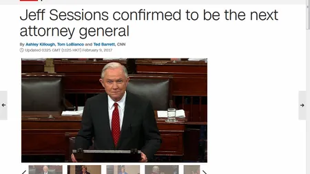 Senatul american l-a confirmat în funcţia de Procuror General al SUA pe controversatul Jeff Session