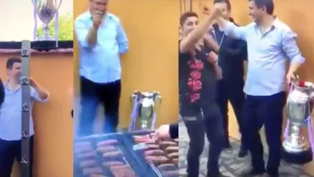 Cupa României, adusă pe ritmuri de manele la Voluntari.  Trofeul a fost aşezat la loc de cinste lângă grătarul cu mici VIDEO