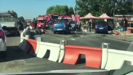 ACCIDENT MORTAL cu trei maşini în Ilfov. Traficul pe DN 1 a fost blocat VIDEO