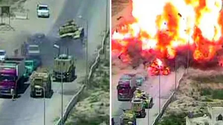 Momentul în care un tanc trece peste o maşină-capcană, plină cu explozibil VIDEO ŞOCANT