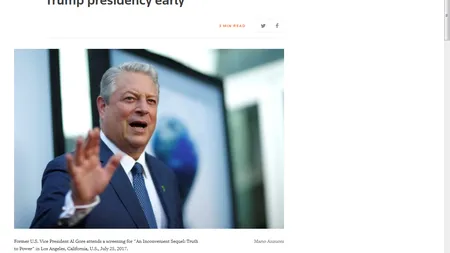 Al Gore, fostul vicepreşedinte american: Preşedinţia lui Trump ar putea să se termine prematur
