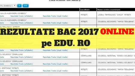 REZULTATE BAC 2017: EDU.RO a anunţat REZULTATE BACALAUREAT 2017, sesiunea de toamnă, înainte de constestaţii