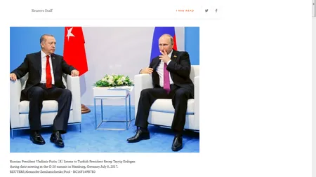 Putin se întâlneşte cu Erdogan la Ankara