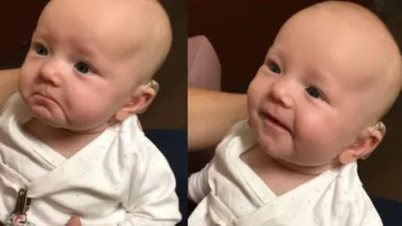 Un bebeluş născut SURD aude pentru prima dată vocea mamei VIDEO EMOŢIONANT