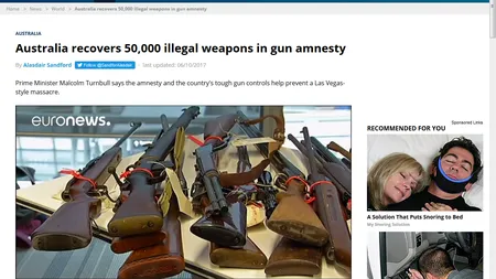 Australienii care posedau arme de foc ilegale le-au predat în 3 luni de amnistie. Autorităţile australiene au strâns 51.000 de arme