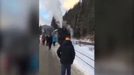 Mocăniţa de la Moldoviţa, blocată de o şoferiţă. Imagini desprinse parcă dintr-un film de comedie VIDEO