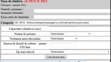 CALCULATOR TAXA AUTO 2018: Tot ce trebuie să ştii despre TIMBRUL DE MEDIU care se aplică TUTUROR din martie