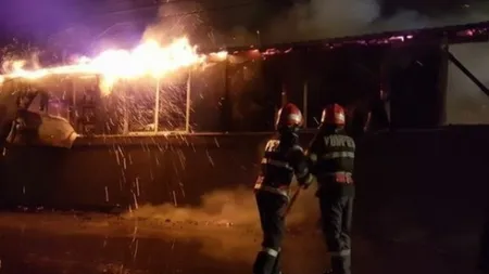 Incendiul de la Topoloveni a fost stins după aproximativ 20 de ore. Un pompier a fost rănit