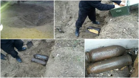 Ce mai vând românii la fier vechi. O bombă de 50 de kg şi un proiectil exploziv. Muniţia, recuperată şi distrusă de pirotehnişti FOTO