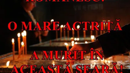 Teatrul românesc este din nou în doliu. S-a mai stins o actriţă dragă românilor