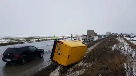 Accident grav pe DN2: O femeie a murit şi două persoane sunt rănite după ce autoturism şi două dube de transport s-au ciocnit