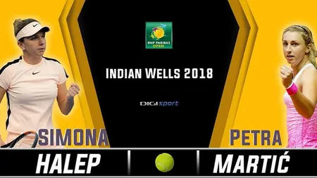 SIMONA HALEP este în SEMIFINALE la INDIAN WELLS. Victorie grea cu PETRA MARTIC: 6-4, 6-7, 6-3