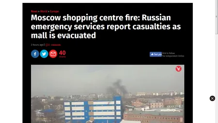 Incendiu într-un mall din Moscova. Sunt multe victime, inclusiv copii UPDATE, FOTO şi VIDEO