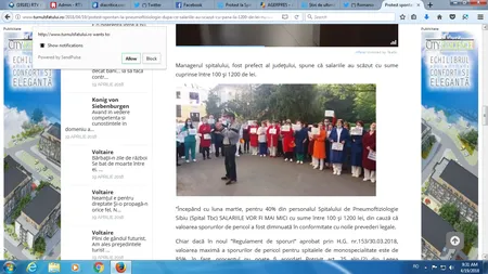 Proteste în Sănătate şi la Sibiu. 40 la sută din angajaţii Spitalului de Pneumoftiziologie au primit salarii mai mici