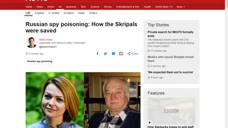Medicii fac predicţii sumbre în cazul Skripal: Nu se ştie dacă tatăl şi fiica vor supravieţui