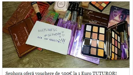 Înşelăciune cu vouchere în numele Sephora. Ultima escrocherie pe reţelele de socializare