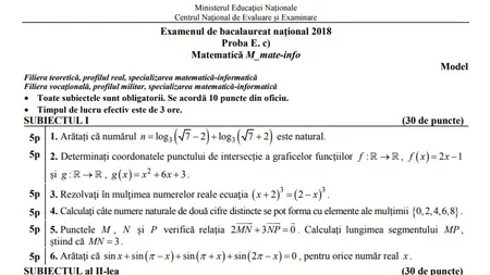 SUBIECTE MATEMATICĂ BACALAUREAT 2018. Emoţii pentru elevii de clasa a XII-a. SUBIECTE BAC 2018 şi BAREME CORECTARE