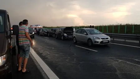 Traficul pe autostrada A2, oprit la kilometrul 56, din cauza unui accident