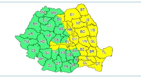 CODUL GALBEN de FURTUNI a fost prelungit. Harta noilor judeţe vizate