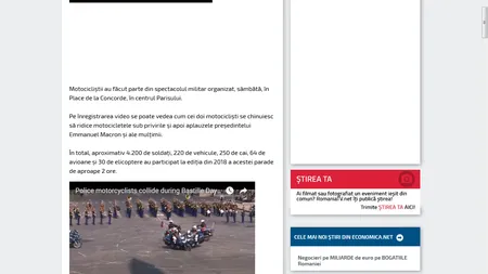 Doi motociclişti s-au lovit în timpul paradei de Ziua Franţei, în faţa preşedintelui Macron VIDEO