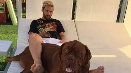 Leo Messi a fost trădat de soţie. Starul Barcelonei se antrenează cu câinele său, uriaşul Hulk VIDEO