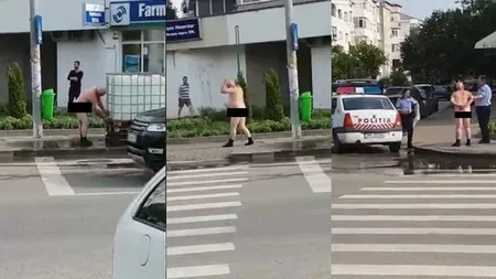 Protest nud faţă de lipsa apei la Bacău. Poliţia l-a amendat pe bărbatul îndrăzneţ