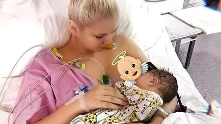 Prima imagine după ce a născut un băieţel de nota 10. 
