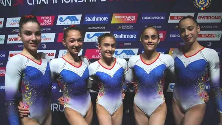 Echipa de gimnaste junioare a României, clasată pe locul 4 la Campionate Europene 2018 de la Glasgow