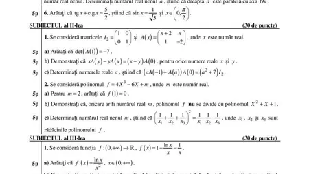 SUBIECTE MATEMATICA BAC 2018 sesiunea august - septembrie. EDU.RO a publicat BAREMELE pentru MATEMATICĂ