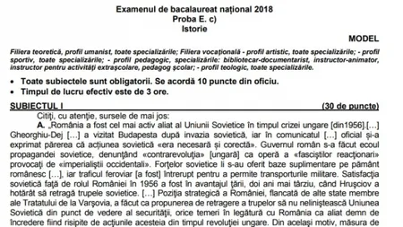 SUBIECTE ISTORIE BACALAUREAT 2018 sesiunea august - septembrie. EDU.RO a publicat SUBIECTE şi BAREME la istorie, la Bacalaureat 2018