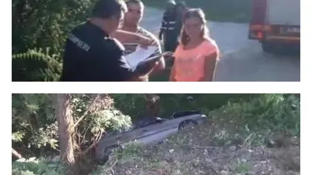 Maşină fără frâne, căzută în râpă. O tânără de 18 ani a fost rănită VIDEO