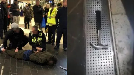 Un grup de români a imobilizat un bărbat agresiv care lovea oamenii cu un ciocan în metroul londonez. Nu daţi în el!