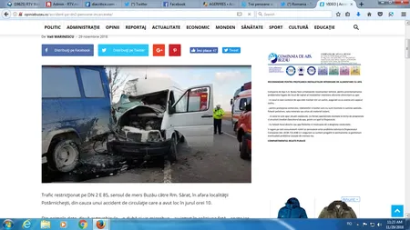 Accident pe E 85, între o dubiţă de marfă şi un microbuz de persoane. Tamponarea a avut loc lângă Buzău