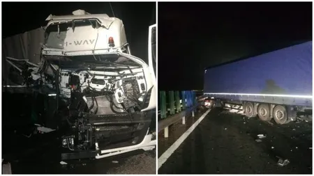 Circulaţie blocată pe autostrada Arad-Nădlac în urma unei coliziuni între două TIR-uri
