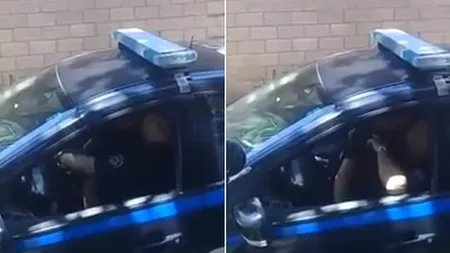 Amor nebun în maşina de poliţie. Un trecător a filmat totul, iar imaginile au fost postate pe Facebook VIDEO